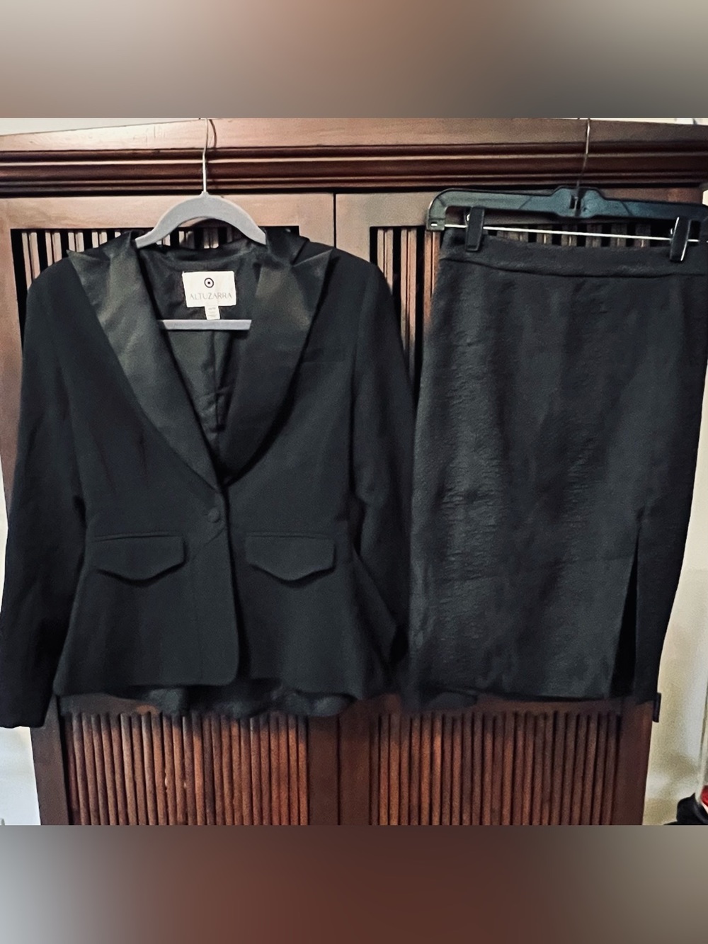 Altuzarra Black Satin-Lapel Skirt Suit Set
